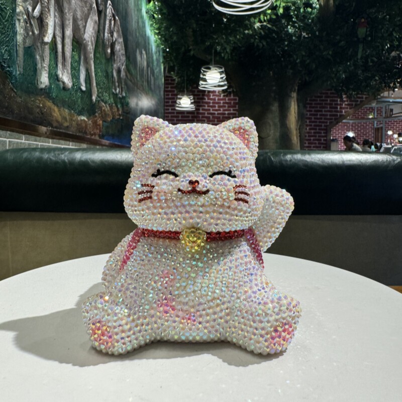 樱花猫笔筒贴钻摆件装饰收纳笔架