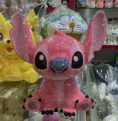 包邮大号粉色史迪仔星际宝贝史迪奇史迪仔摆件满钻存钱罐贴钻礼物