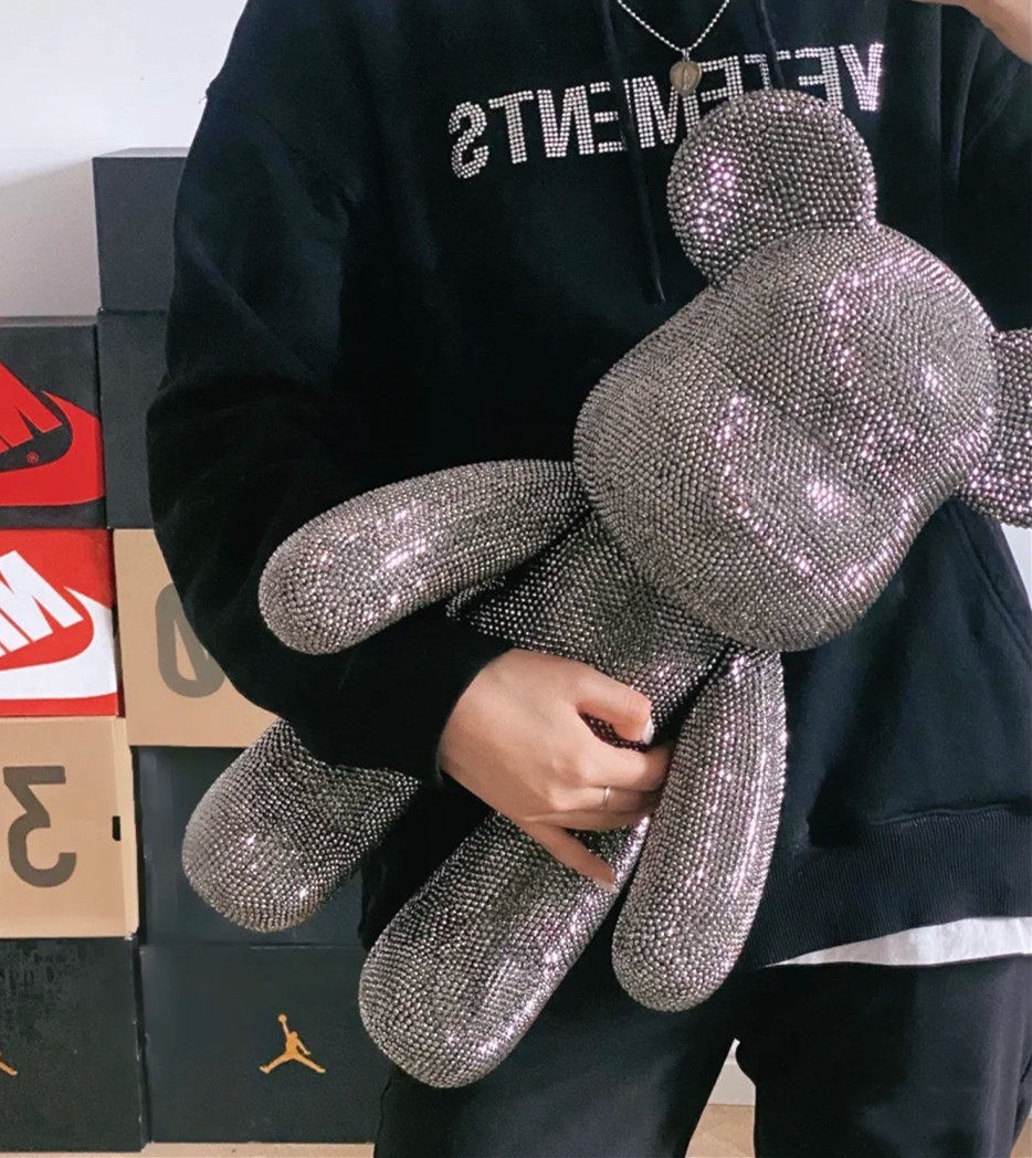 53厘米diy贴钻礼品大号黑色暴力熊生日礼物家居摆件镶钻玩偶公仔