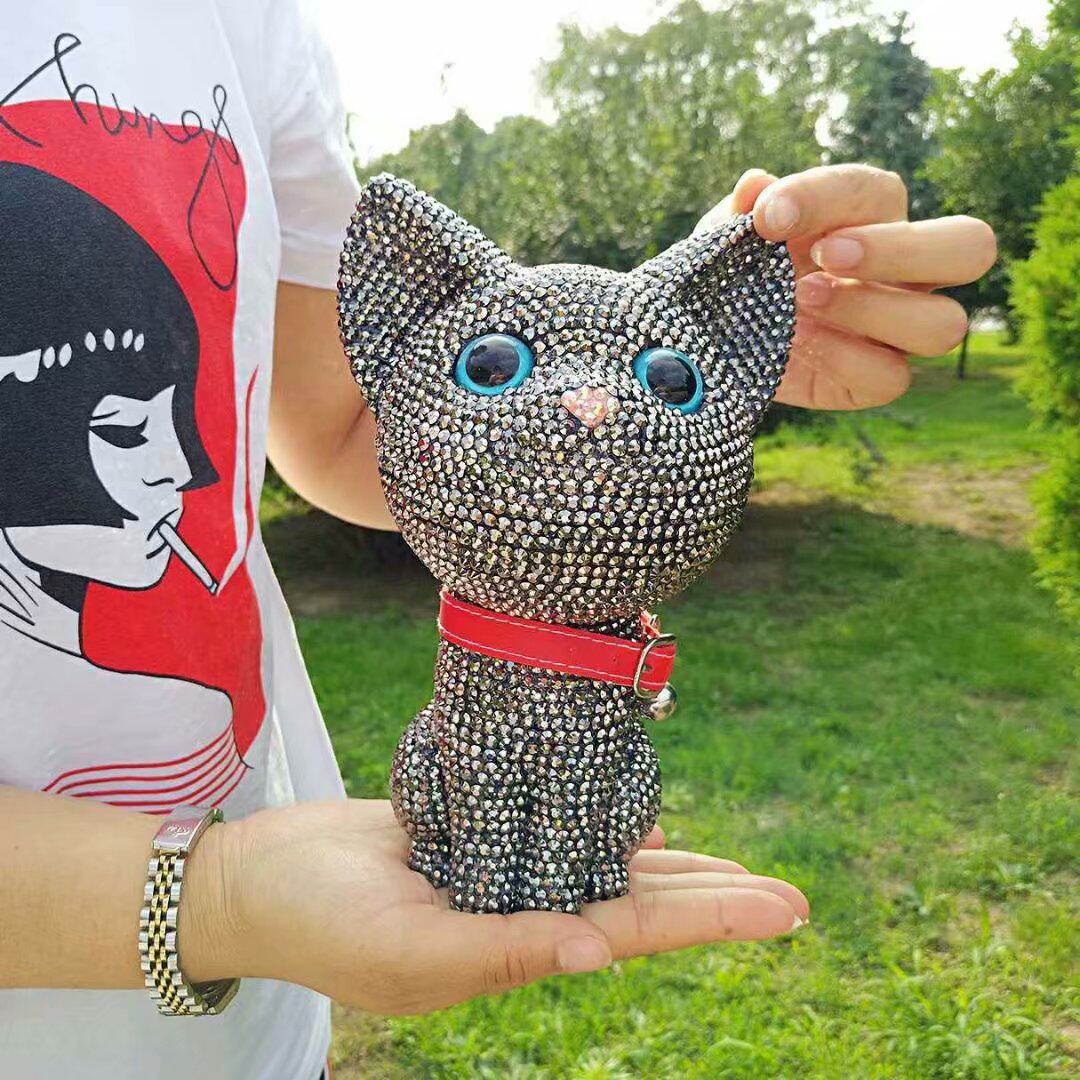 包邮创意礼品满钻kat小猫钱箱 存钱罐储蓄罐站立猫黑白色贴钻摆件