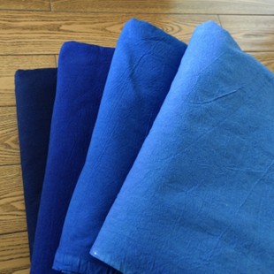 江南乌镇民宿茶楼舞台背景藏青米白烟灰深蓝全纯棉手工蜡染色土布