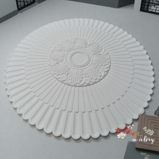 法式石膏灯盘直径59角花线条吊顶灯装饰造型复古中古环保材质圆盘
