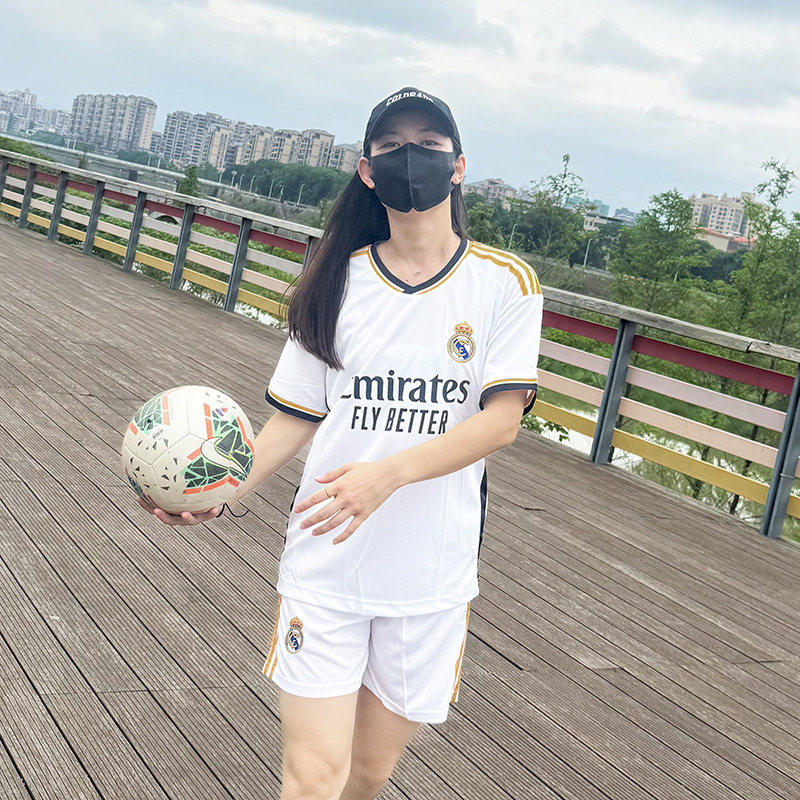 足球服女套装宽松学生体育运动考试比赛训练服定制白色短袖足球衣