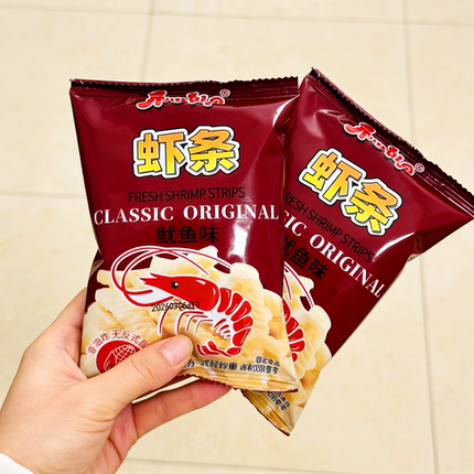 开心假日鱿鱼味鲜虾条非油炸膨化食品儿童小吃经典怀旧小零食