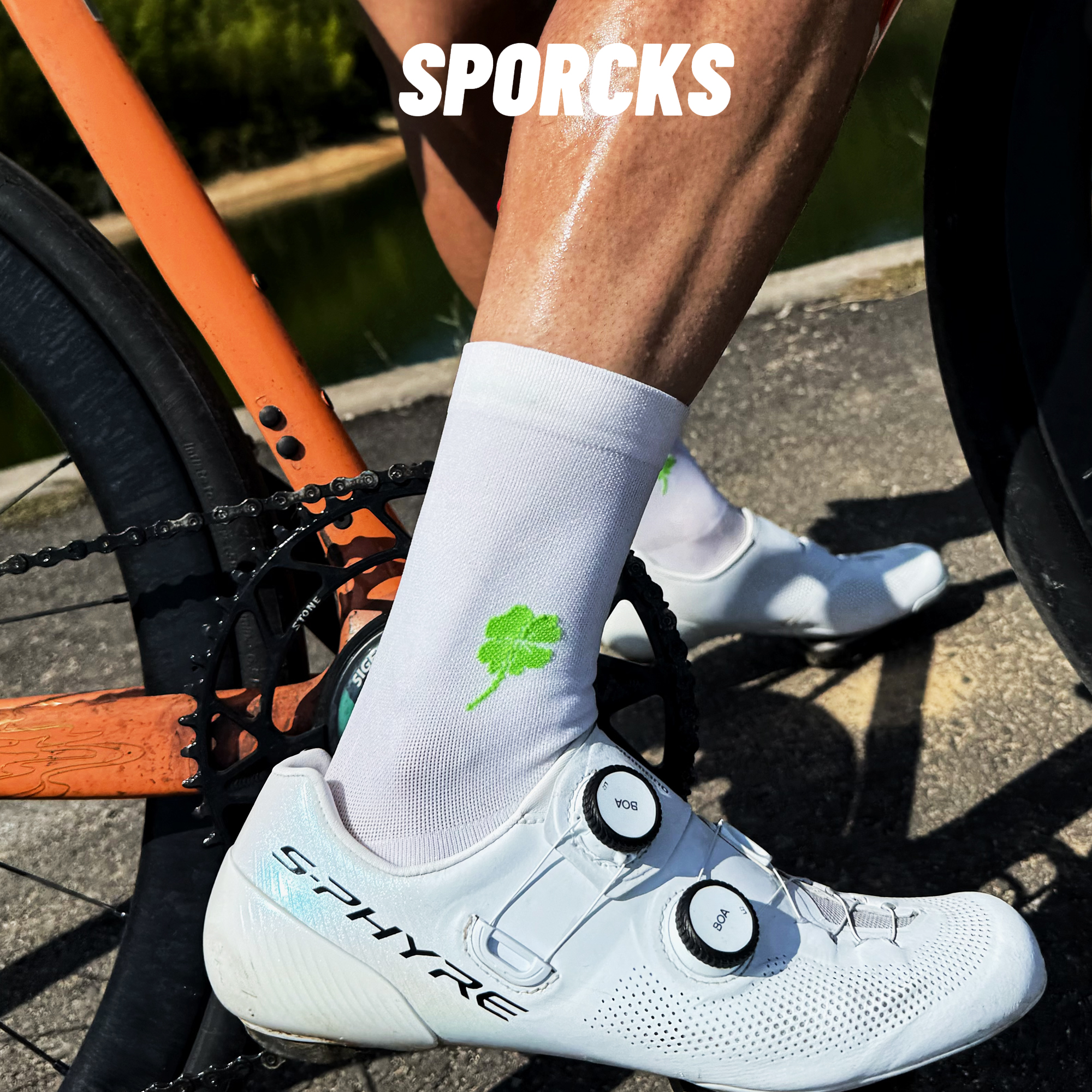 SPORCKS新款骑行袜幸运四叶草