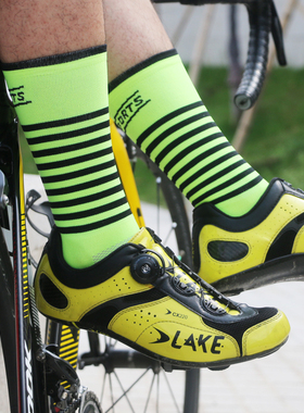 DHSPORTS骑行袜自行车运动速干山地公路跑步耐磨防臭条纹中筒袜子