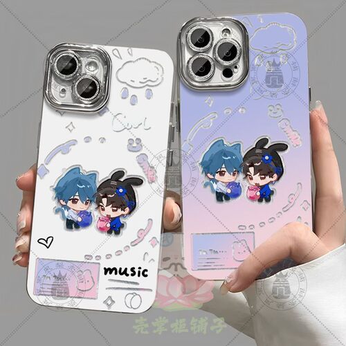 橹穆蓝莓塑Q版羽纱手机壳华为OPPOreno15vivos15小米苹果一加ACE2