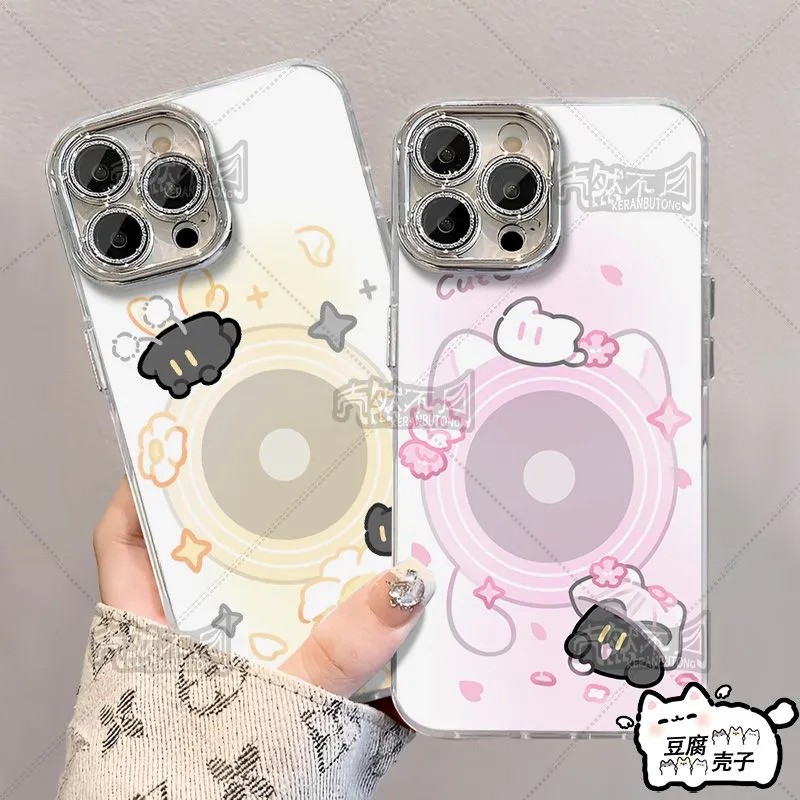 黑猫尼昂音乐播放器羽纱手机壳适用小米civi4pro华为OPPOvivo苹果