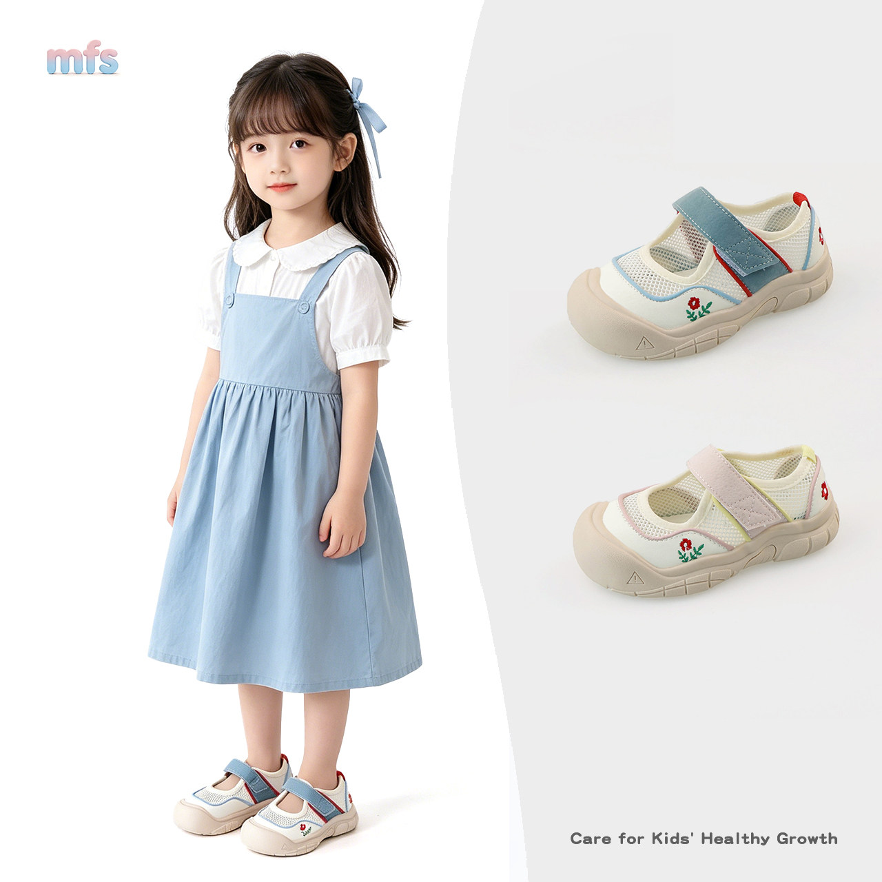 儿童软底防踢凉鞋单网白色绣花布鞋2026春夏新款男女童运动学步鞋