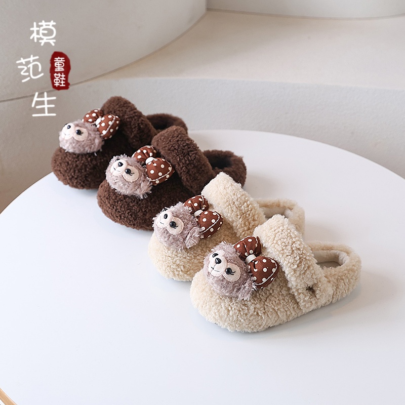 女童加绒保暖二棉居家棉拖2025秋冬季新款可爱卡通风洋气两穿棉鞋