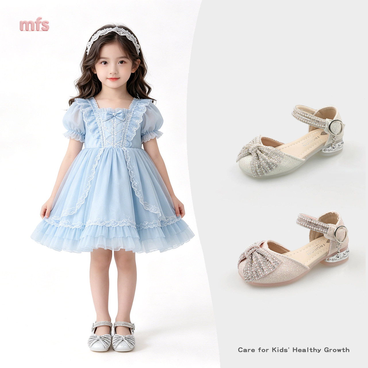 女童包头亮钻凉鞋时尚蝴蝶结公主鞋2026春夏新款小女孩软底小皮鞋