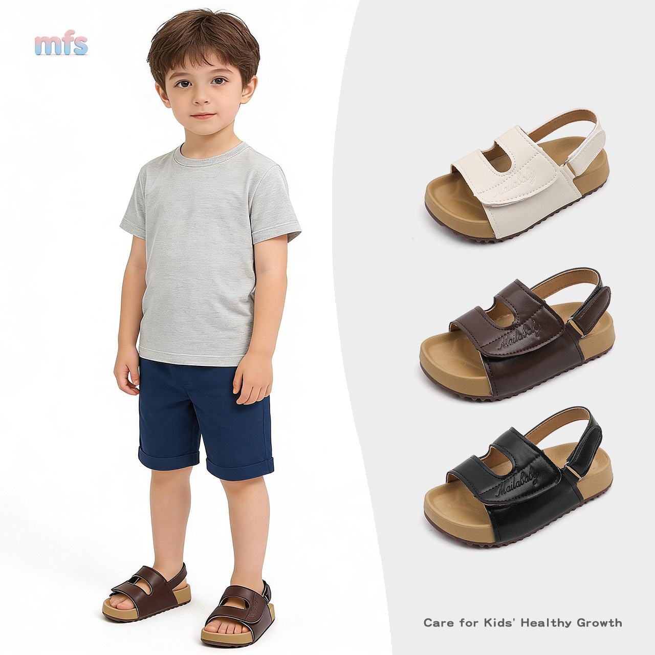 男童简约露趾两穿凉鞋2026夏季新款运动拖鞋百搭软底沙滩休闲单鞋