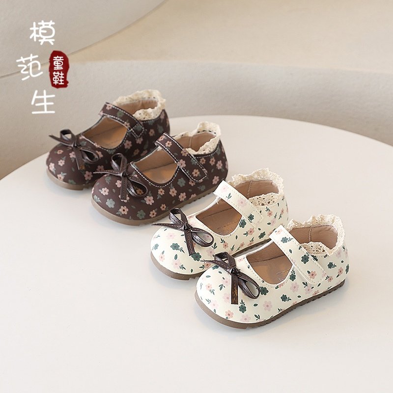 女童休闲风小皮鞋2026春季新款小花图案甜美百搭洋气软底时尚单鞋,童鞋/婴儿鞋/亲子鞋,皮鞋,淘宝优惠券,粉丝福利购,淘宝优惠卷