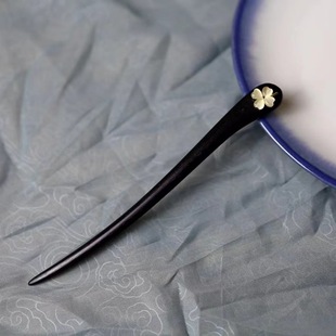 幸运四叶草新中式发簪黑檀木手工簪子古风汉服发饰盘发日常古典女