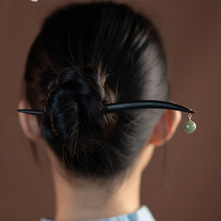 碧珠翠岚发簪高级感仿和田玉木簪简约国风旗袍簪子配饰中式头饰女