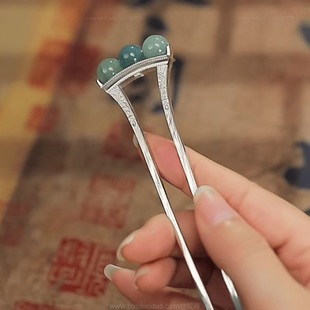 新中式串珠发簪复古国风温柔清雅气质发钗盘发汉服旗袍簪子配饰女