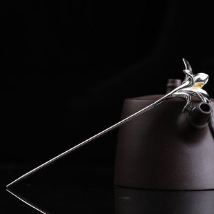 S925镀银色玉兰花簪白金色簪子女古风汉服古代的点缀简约簪子发钗