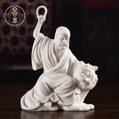 德化陶瓷18十八罗汉佛像白瓷工艺品摆饰降龙伏虎尊者人物收藏礼品
