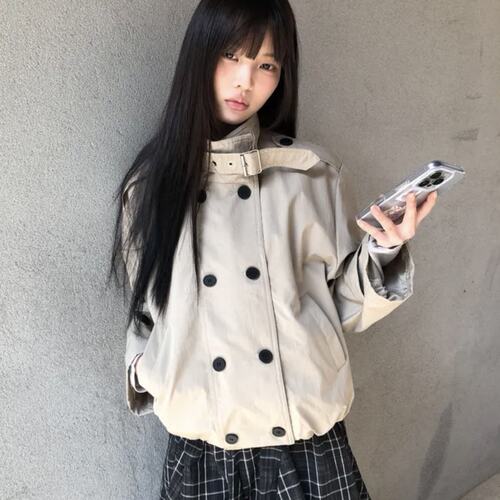 有货韩系秋季2026新款短款风衣外套女立领小个子高级感春秋英伦风