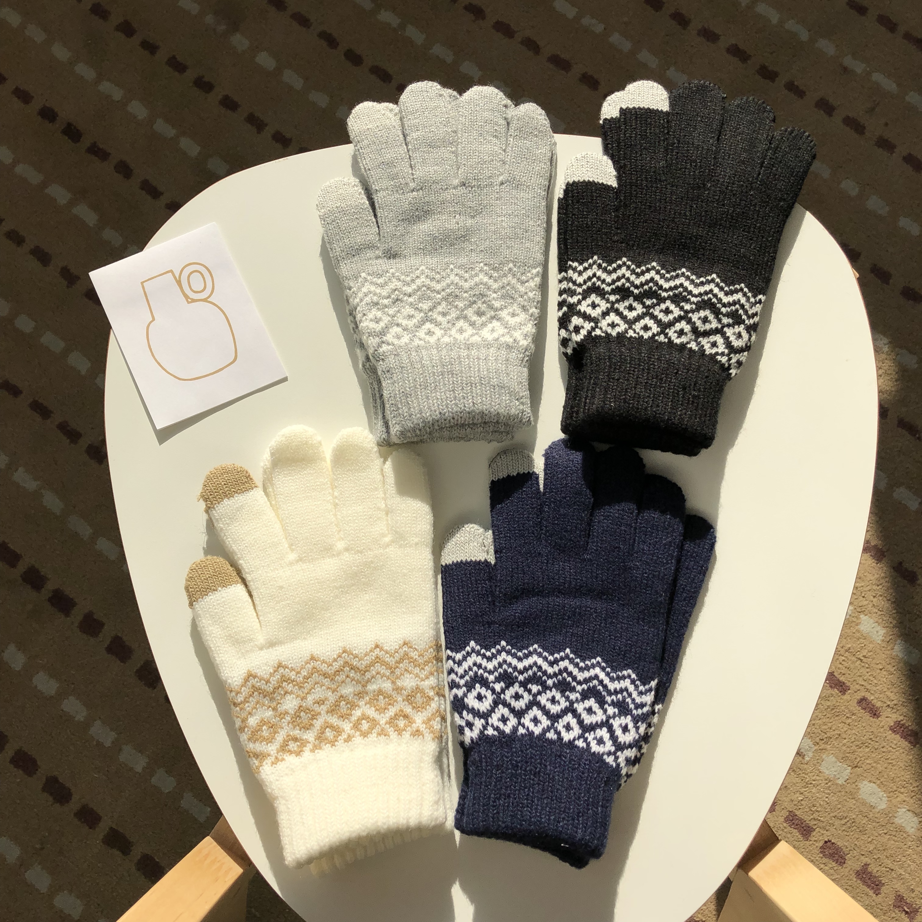 秋冬新款加绒加厚花纹吃鸡手套