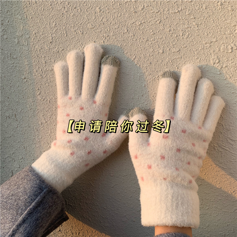 韩国ins风学生五指加厚保暖手套