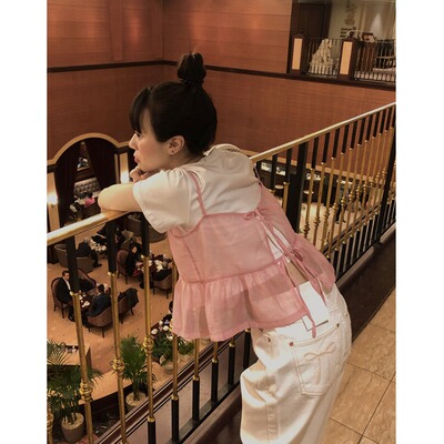 韩国chic 春日 气质 绑带设计感 吊带背心