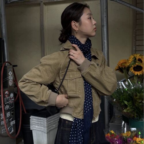有货 韩国2026秋季复古百搭拉链飞行员夹克外套女