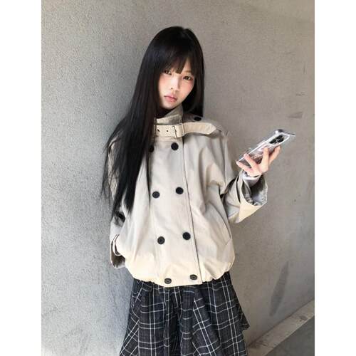 有货韩系秋季2026新款短款风衣外套女立领小个子高级感春秋英伦风