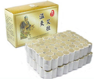 百草堂艾灸柱五年陈温灸艾草绒段艾条随身灸盒批发包邮108段手工