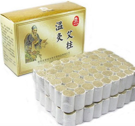 百草堂艾灸柱五年陈温灸艾草绒段艾条随身灸盒批发包邮108段手工