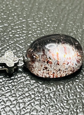 天然水晶吊坠 内含爆闪云母片 925银镶嵌 天然支持鉴定