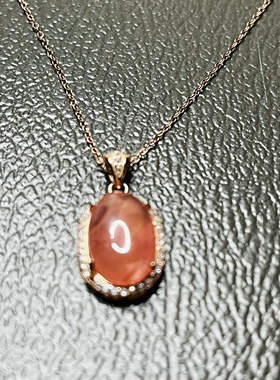 天然冰种红纹石吊坠 925银镶嵌 天然支持检查