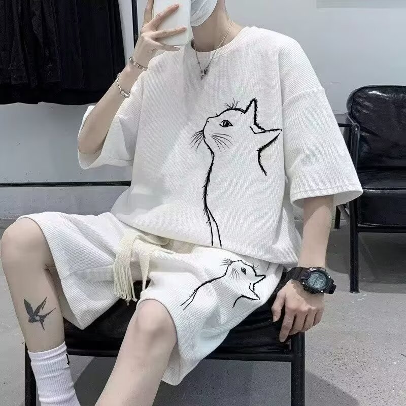 衫少服饰运动服套装男夏季短袖T恤篮球衣休闲短裤两件套韩版潮流