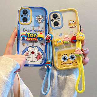 适用于OPPO A96 5G/F21Pro 5G手机壳Reno7Z Reno8Z 7Lite 8Lite硅胶软防摔全包边保护套 创意卡通贴公仔情侣