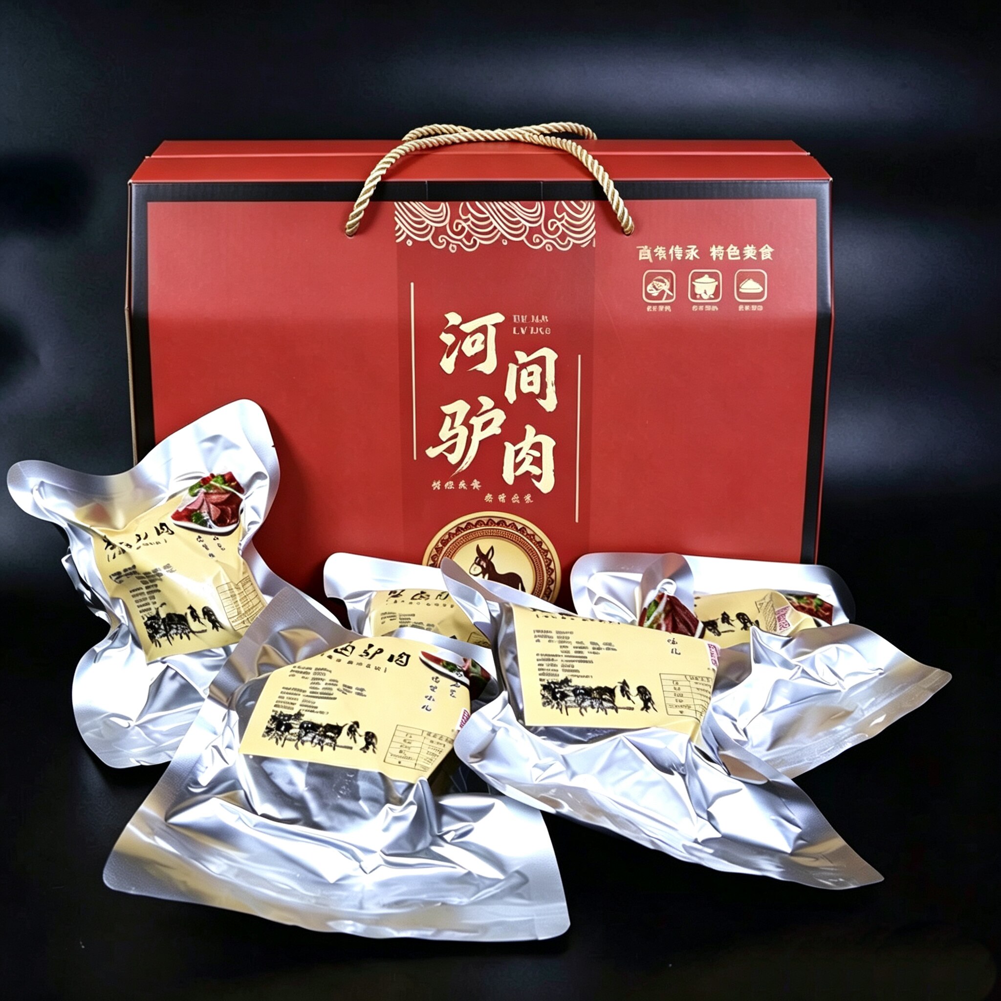 沧州特产河间正宗五香酱驴肉熟食250g*5袋礼盒装新鲜现杀现做发出