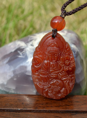 玉髓蛇本命佛吊坠普贤菩萨