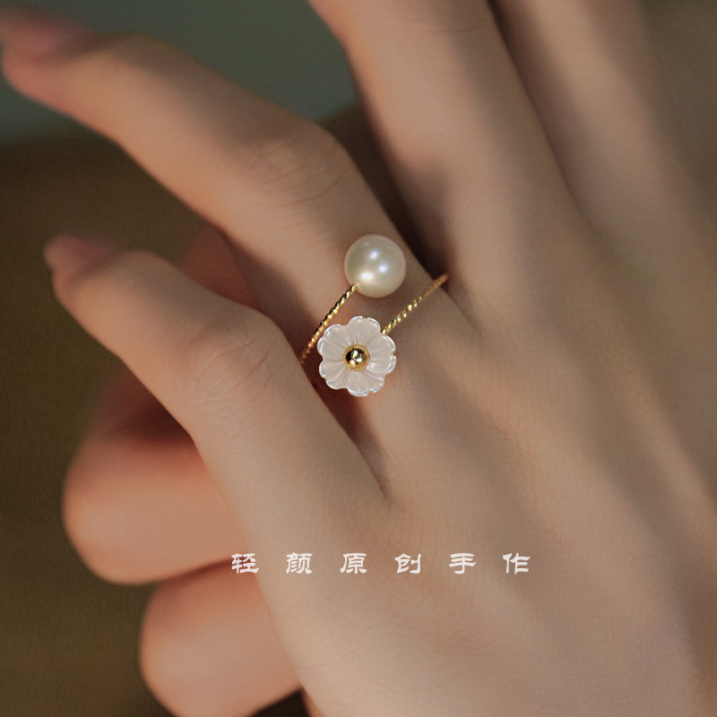 月上花*天然珍珠戒指女ins小众设计复古甜美高级感轻奢精致送礼物,饰品/流行首饰/时尚饰品新,戒指/指环,淘宝优惠券,粉丝福利购,淘宝优惠卷