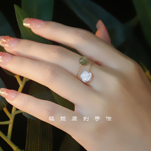 浮生花*新款和田玉戒指女复古轻奢高级感气质指环ins小众设计礼物