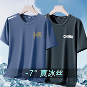 男款 短袖 跑步透气健身冰丝速干衣薄款 男士 运动上衣圆领 t恤男夏季