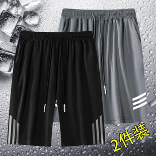夏季印花冰感运动短裤男宽松ins百搭薄款速干冰丝裤子男士五分裤