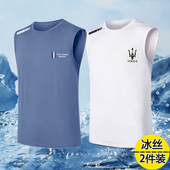 冰感圆领无袖 运动背心速干无袖 背心坎肩冰丝夏季 跑步上身男款