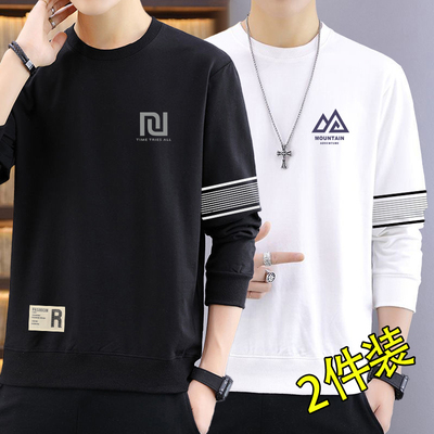 套头卫衣男春秋季2025新款青少年男款宽松黑色重磅无帽外套百搭