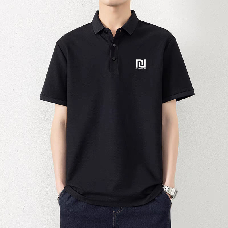 短袖T恤男夏季翻领弹力速干透气跑步上衣男士冰丝运动Polo衫百搭