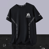 弹力速干衣运动短袖 宽松冰爽透气健身跑步大码 速干t恤男半袖 夏季