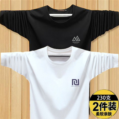 2025新款长袖男t恤春秋季弹力上衣服男生宽松重磅打底衫男士短袖