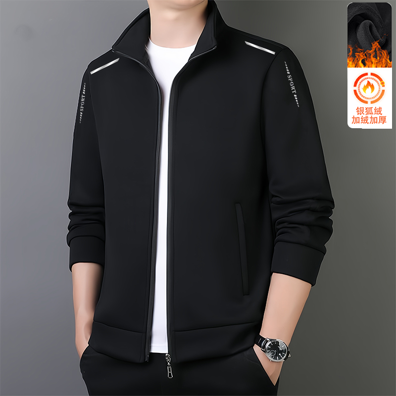 飞行夹克外套男士2025新款秋冬款时尚百搭上衣男加绒立领开衫卫衣