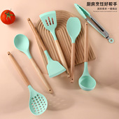 木柄硅胶锅铲家用炒菜铲子不粘锅专用汤勺漏勺饭勺耐高温厨具套装