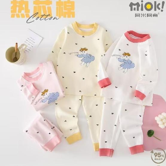 阿米阿奇班纳日记内衣套装女小童纯棉秋衣秋裤加厚舒绒棉家居服套