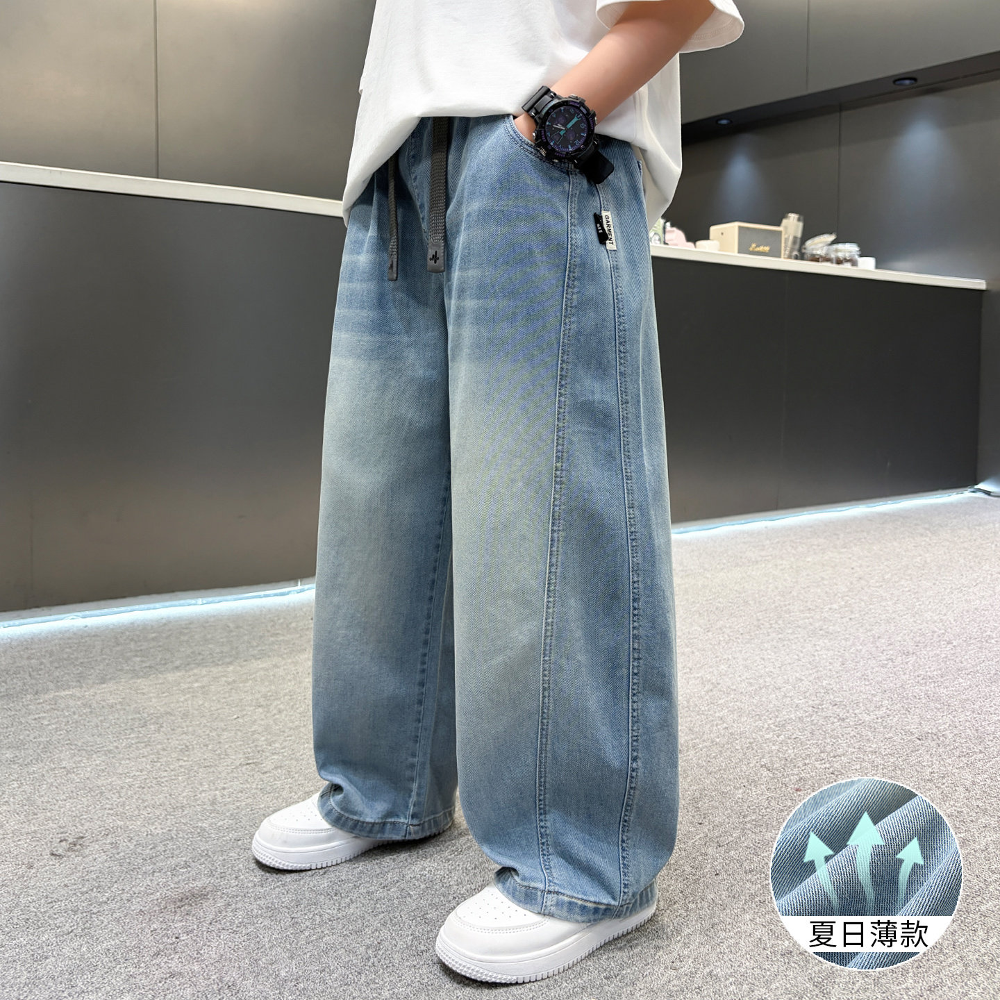 男童裤子夏薄款痞帅风夏装长裤男孩夏季轻薄防蚊裤儿童天丝牛仔裤