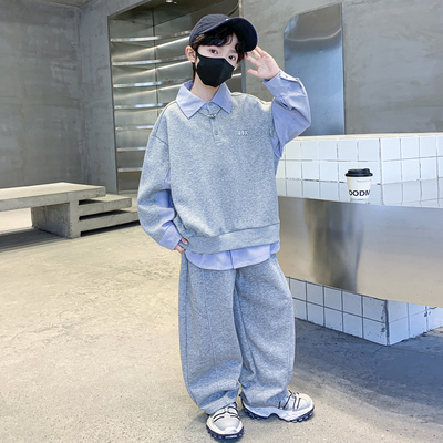 2025新款男童加绒加厚卫衣套装